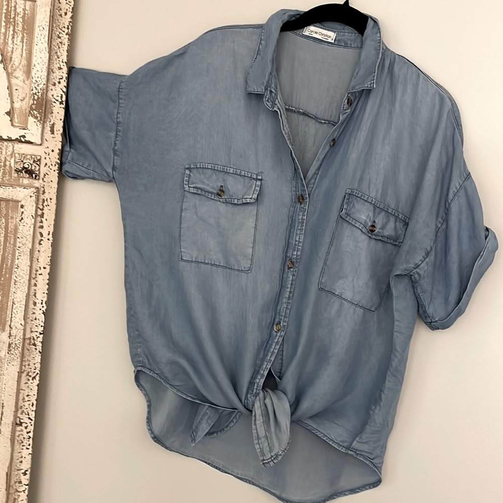 CAROLE CHRISTIAN Denim button front  top